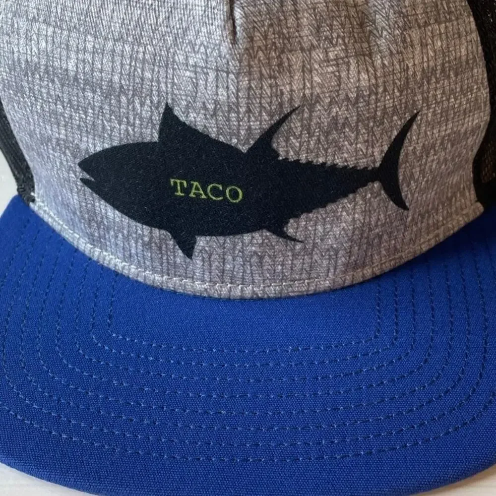 prAna NWT Journeyman Flat Brim Unisex Trucker Hat O/S Fish Taco Snapback